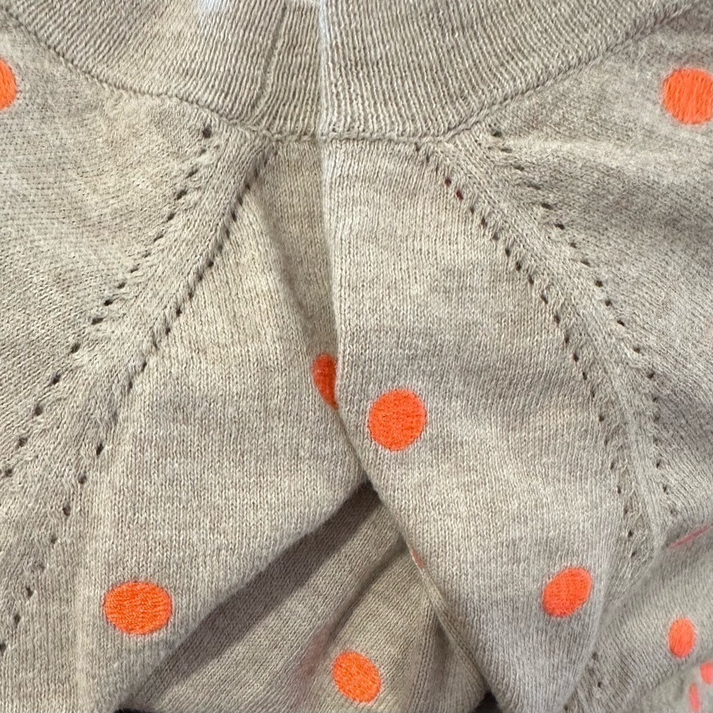 Wallace Madewell Neon Orange Polka Dot Sweater Oatmeal Gray Cotton Size XS - Picture 7 of 7
